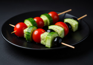 Cucumber Tomato and Olive Skewer