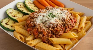 Gluten-Free Red Penne Bolognese