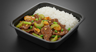 Beef with Garlic Sauce and Rice