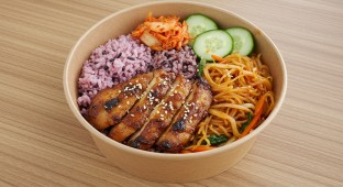 Korean Grilled Chicken with Purple Rice and Japchae