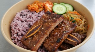 Gluten Free Galbi with Purple Rice and Japchae