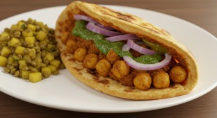 Chole Naan Wrap with Lentil Salad