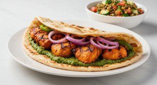 Grilled Chicken Tikka Naan with Raita