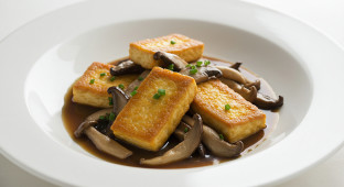 Vegan Fried Tofu Mushroom au Jus