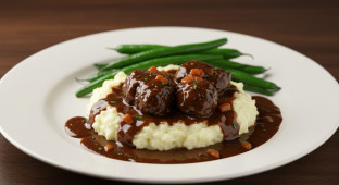 Beef Bourguignon with Mashed Potatoes and Green Beans