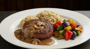 Salisbury Impossible Steak Patty with Garlic Rice Pilaf and Ratatouille