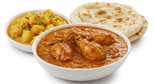 Chicken Vindaloo with Plain Naan and Aloo Gobi