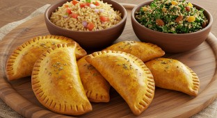 Vegetarian Empanadas with Arroz Rojo and Kale