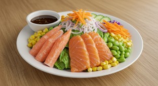 GF California Surf Poke Mixed Green Salad Bowl, Tamari Vinaigrette (NO Sesame)