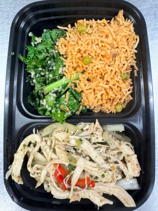 Chicken Mojo with Arroz Rojo and Kale