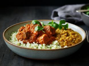 Light Carb Lamb Bowl with Riced Cauliflower and Daal