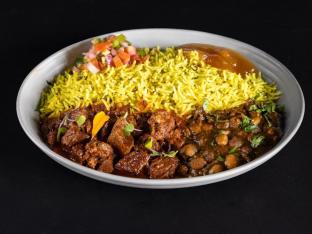 Gluten Free Lamb Bowl with Riced Cauliflower and Chana Masala