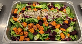Roasted Beet, Sweet Potato and Sunflower Seed Mesclun Salad