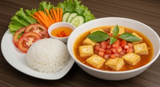 Vietnamese Tomato Tofu Rice Bowl