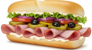 Regular Ham and Swiss Sub on White Bread (No Tomatoes)