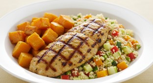 Grilled Chermoula Chicken with Vegetable Couscous and Butternut Squash