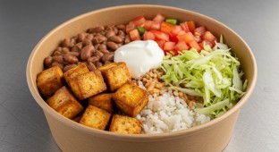 Tofu Bowl with Pinto Beans and Sour Cream