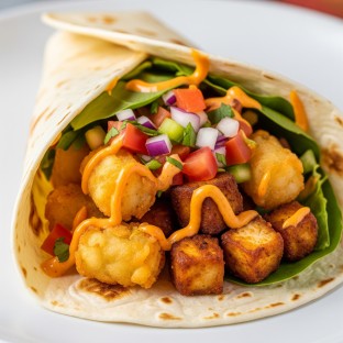 Individual Burrito with Korean Fried Tofu (VEGAN - NO Dairy)