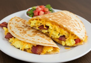 Spicy Bacon Breakfast Quesadilla