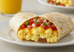 Vegetarian Breakfast Burrito in Flour Tortilla (No Avocado, No Hash Browns)