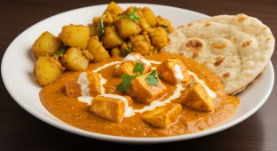 Paneer Tikka Masala with Plain Naan and Aloo Gobi