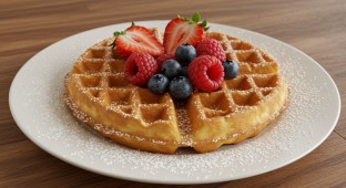 Scratch Made Vanilla Waffles with Fresh Berries