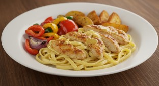 Chicken Fettuccine Bowl with Mixed Veggies
