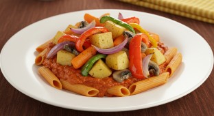 Mixed Vegetable over Pasta Marinara