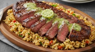Halal - Grilled Flank with Maitre D Butter and Rice Pilaf [18 oz]