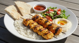 Shish Taouk Meal with Spicy Sauce