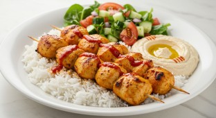 Gluten Free Shish Taouk Meal with Spicy Sauce