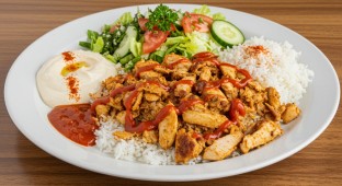Gluten Free Chicken Shawarma Meal with Spicy Sauce
