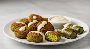 Falafel and Grape Leaves Plate with Tahini