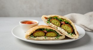 Falafel, Tabbouleh and Hummus Sandwich Box with Spicy Sauce