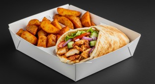 Chicken Shawarma Wrap with Tahini and Spicy Potatoes