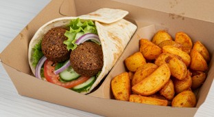 Falafel Wrap with Tahini and Spicy Potatoes