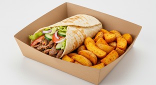 Lamb Shawarma Wrap with Tahini and Spicy Potatoes