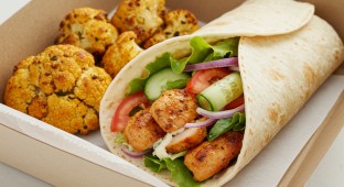 Chicken Kebab Wrap with Roasted Cauliflower