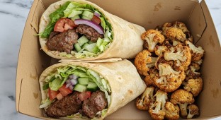 Lamb Kebab Wrap with Roasted Cauliflower