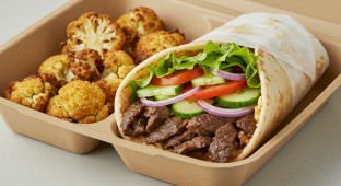 Beef Shawarma Wrap with Roasted Cauliflower