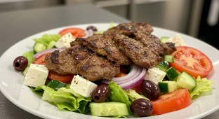 Greek Salad with Lamb Kebab