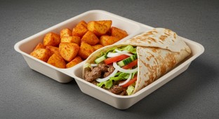 Lamb and Beef Wrap with Tahini and Spicy Potatoes