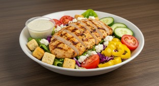 Mediterranean Salad with Chicken and Greek Feta Dressing