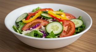 Allergen Free Mediterranean Side Salad With Olive Oil and Red Wine Vinegar Dressing
