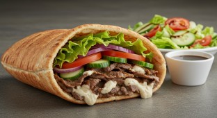 Lamb and Beef Gyro Wrap with Side Salad