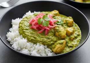 Chicken Coconut Saag Rice Bowl