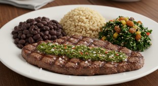 Churrasco with Chimichurri With Gallo Pinto and Kale