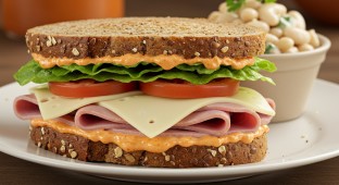 Ham & Cheese Sandwich and White Bean Pasta Salad