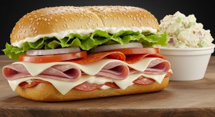 Italian Sub Sandwich and Potato Salad with Bacon