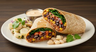 Black Bean Wrap and Heart of Palm and White Bean Salad